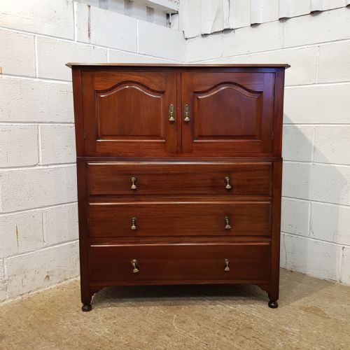 fig 1. ANTIQUE EDWARDIAN MAHOGANY TALLBOY CHEST OF DRAWERS C1900