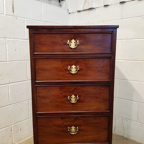 fig 2. ANTIQUE REGENCY MAHOGANY TALL NARROW CHEST OF DRAWERS C1820