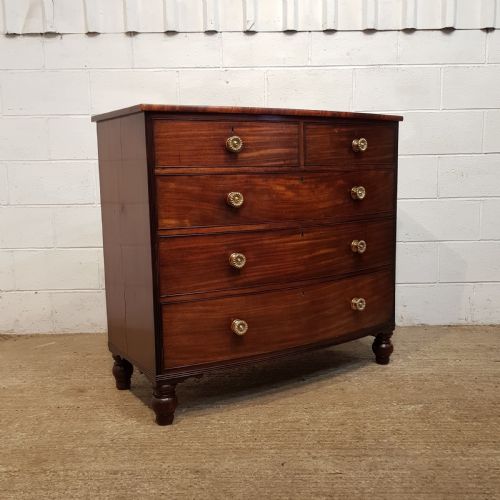 fig 1. ANTIQUE REGENCY MAHOGANY BOW FRONT CHEST OF DRAWERS C1820