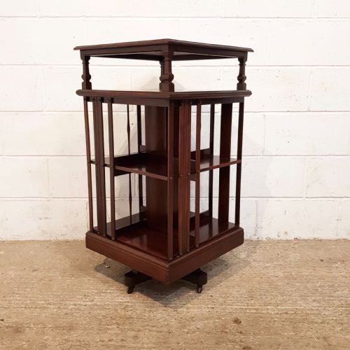 fig 1. ANTIQUE EDWARDIAN MAHOGANY REVOLVING BOOKCASE C1900