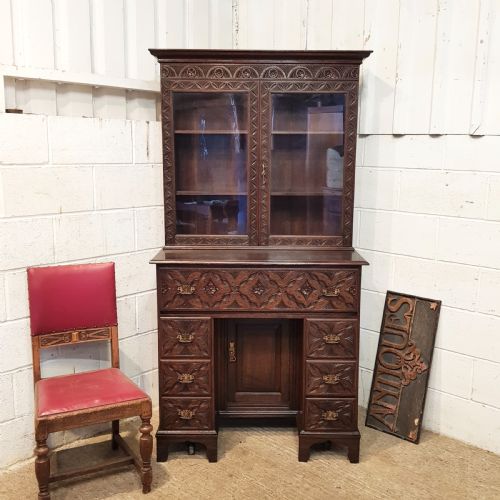 Antique Late 18th Century Oak Secretaire Bookcase C1780