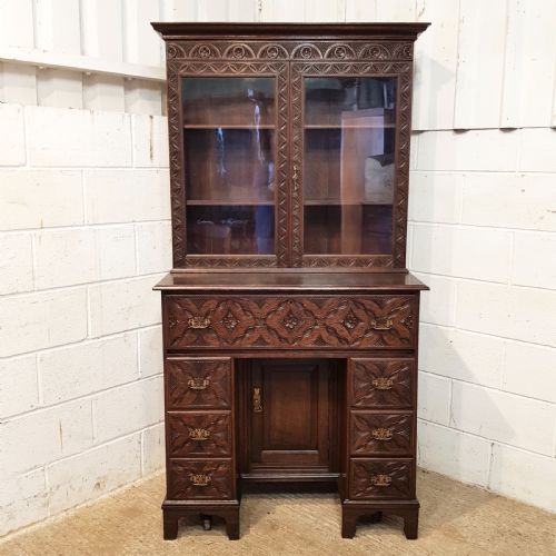 fig 1. ANTIQUE LATE 18TH CENTURY OAK SECRETAIRE BOOKCASE C1780