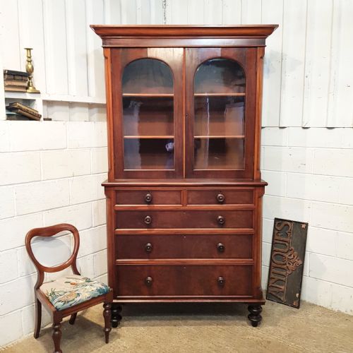 Antique Victorian Mahogany Bookcase on Chest C1880