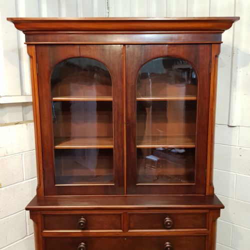 fig 1. ANTIQUE VICTORIAN MAHOGANY BOOKCASE ON CHEST C1880
