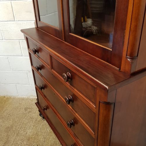 fig 2. ANTIQUE VICTORIAN MAHOGANY BOOKCASE ON CHEST C1880