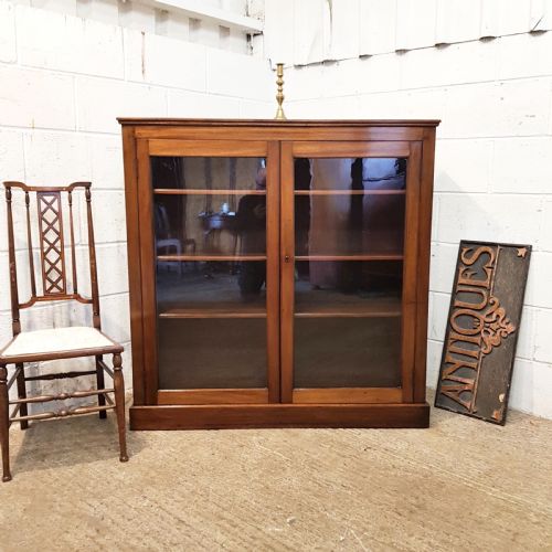Antique Late Victorian Mahogany Glazed Bookcase C1890