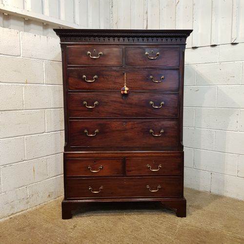 fig 1. ANTIQUE 18TH CENTURY MAHOGANY CHEST ON CHEST C1780