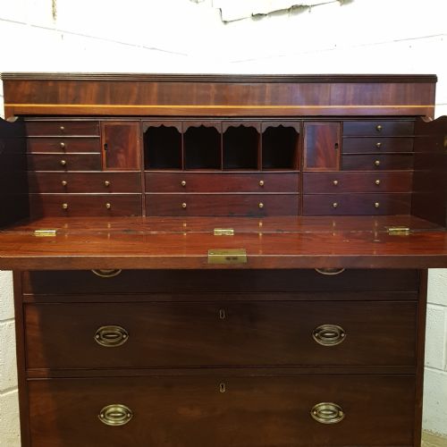 fig 2. ANTIQUE REGENCY MAHOGANY SECRETAIRE CHEST OF DRAWERS C1820