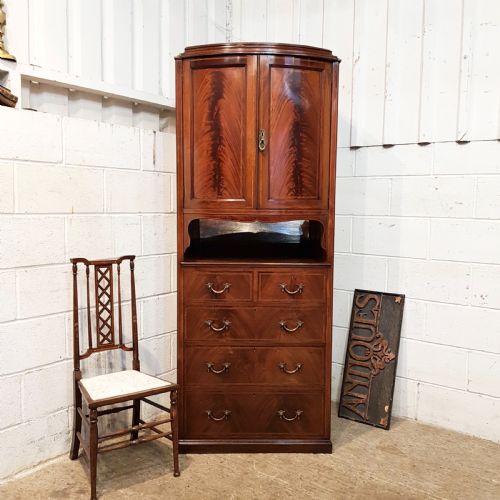 Antique Late Victorian Bow Front Mahogany Tall Boy C1890