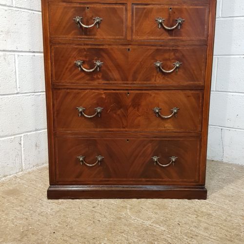 fig 1. ANTIQUE LATE VICTORIAN BOW FRONT MAHOGANY TALL BOY C1890