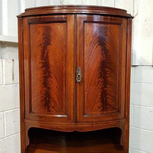 fig 2. ANTIQUE LATE VICTORIAN BOW FRONT MAHOGANY TALL BOY C1890