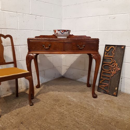 Antique Burr Walnut Serpentine Front Side Table C1920