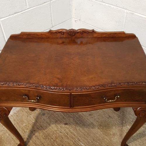 fig 2. ANTIQUE BURR WALNUT SERPENTINE FRONT SIDE TABLE C1920