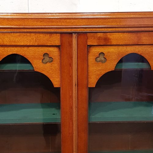 fig 2. ANTIQUE ARTS & CRAFTS GOTHIC MAHOGANY BOOKCASE C1900