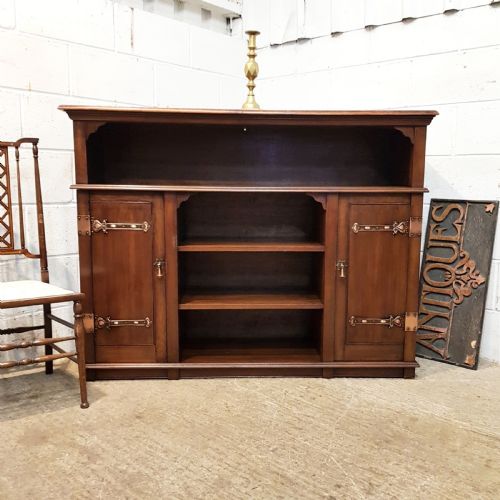 Antique Arts & Crafts Oak Open Bookcase C1890