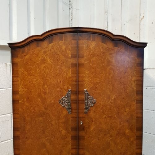 fig 2. ANTIQUE BURR WALNUT TALLBOY WARDROBE C1920