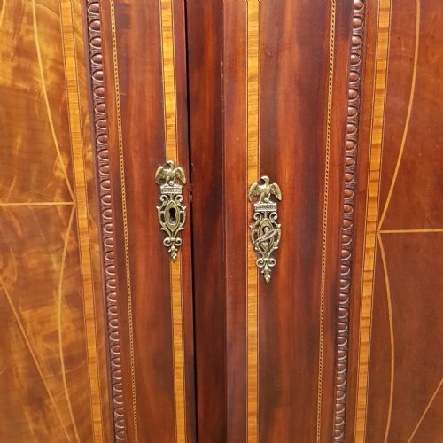 fig 2. ANTIQUE LATE VICTORIAN REGENCY INLAID MAHOGANY TRIPLE BREAKFRONT WARDROBE C1890