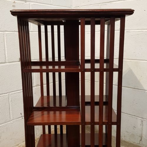 fig 1. ANTIQUE EDWARDIAN MAHOGANY REVOLVING BOOKCASE C1900