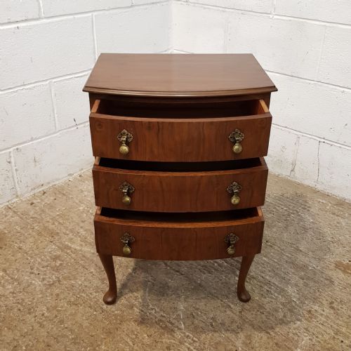 fig 1. ANTIQUE PAIR WALNUT BOW FRONT BEST SIDE CHESTS C1920