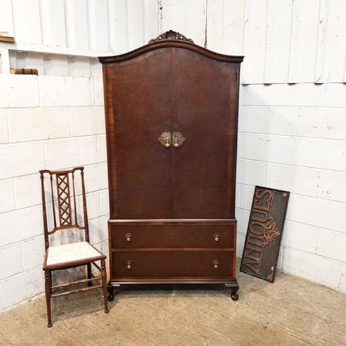 Antique Burr Walnut Serpentine Tallboy C1920