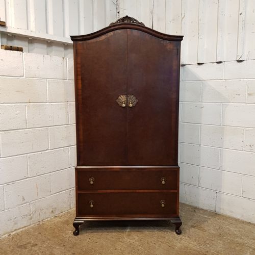 fig 1. ANTIQUE BURR WALNUT SERPENTINE TALLBOY C1920