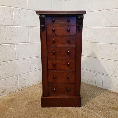 fig 1. ANTIQUE VICTORIAN MAHOGANY WELLINGTON CHEST OF DRAWERS C1880