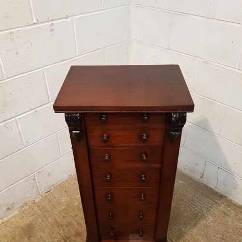 fig 2. ANTIQUE VICTORIAN MAHOGANY WELLINGTON CHEST OF DRAWERS C1880
