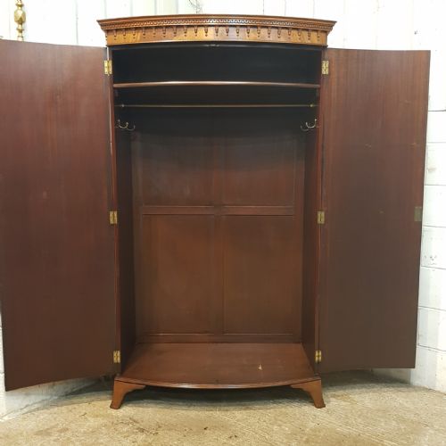 fig 2. ANTIQUE EDWARDIAN REGENCY MAHOGANY BOW FRONT DOUBLE WARDROBE C1900