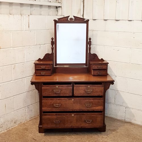 fig 2. ANTIQUE LATE VICTORIAN BURR WALNUT DRESSING TABLE CHEST C1890