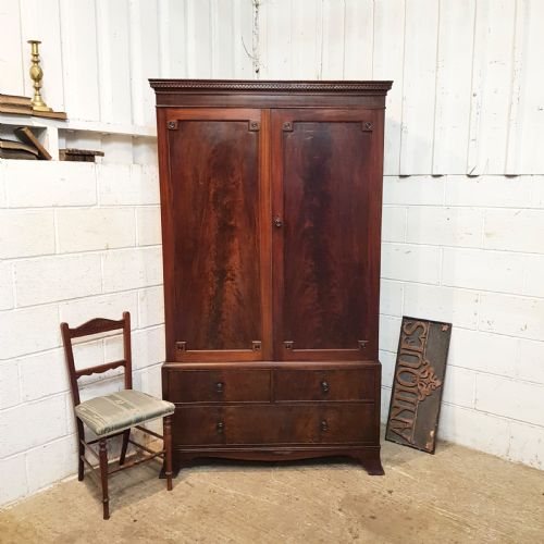 Antique Edwardian Regency Mahogany Wardrobe Press C 1900