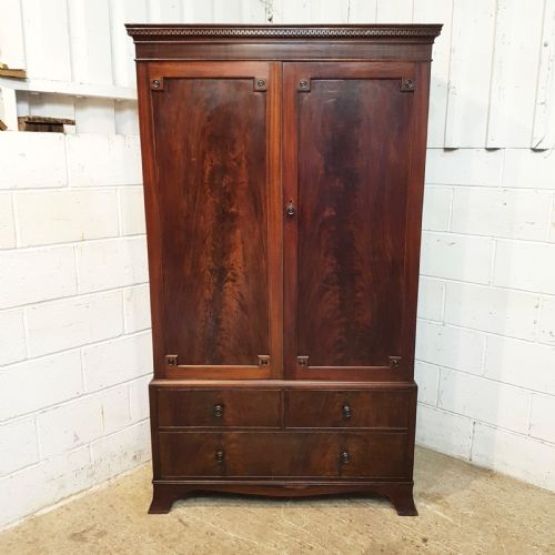 fig 2. ANTIQUE EDWARDIAN REGENCY MAHOGANY WARDROBE PRESS C 1900