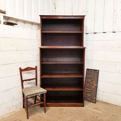 Antique Mahogany Tall Open Bookcase C1920