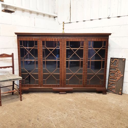 Antique Late Victorian Mahogany Astragal Glazed Bookcase C1890