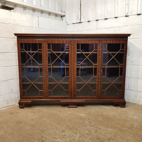 fig 1. ANTIQUE LATE VICTORIAN MAHOGANY ASTRAGAL GLAZED BOOKCASE C1890