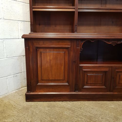 fig 1. ANTIQUE LATE VICTORIAN MAHOGANY LIBRARY BOOKCASE ON CUPBOARD C1890