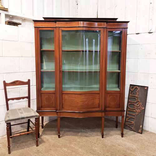 Antique Tall Edwardian Inlaid Mahogany Cabinet C1900