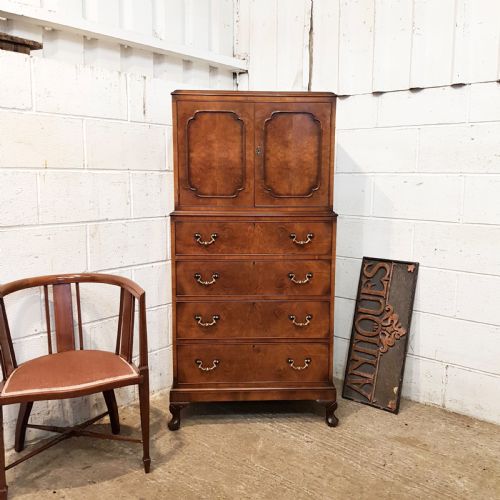 Antique Quality Burr Walnut Tallboy C1920