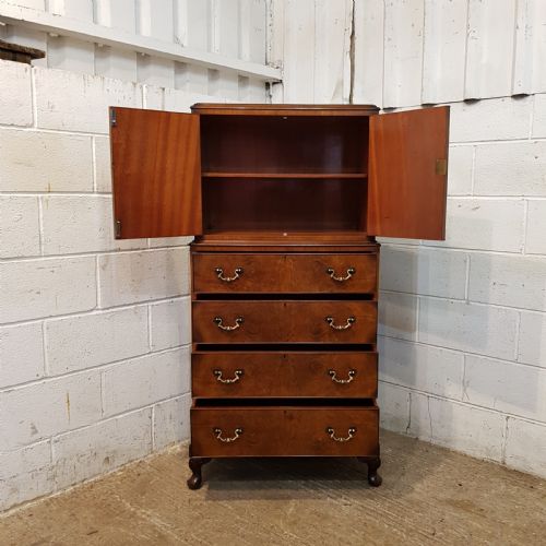 fig 1. ANTIQUE QUALITY BURR WALNUT TALLBOY C1920