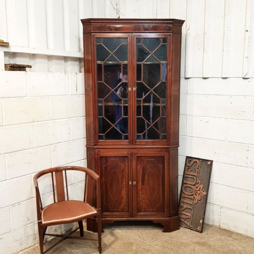 Antique Regency Mahogany Astragal Glazed Corner Cupboard C1820