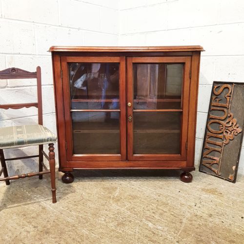 Antique Victorian Mahogany Glazed Bookcase C1880