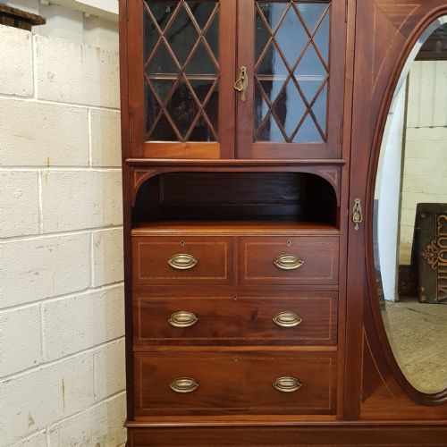 fig 2. ANTIQUE LATE VICTORIAN MAHOGANY COMBINATION WARDROBE C1890