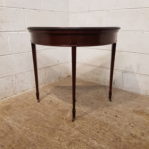 fig 1. ANTIQUE EDWARDIAN MAHOGANY DEMI LUNE FOLD OVER GAMES TABLE C1900