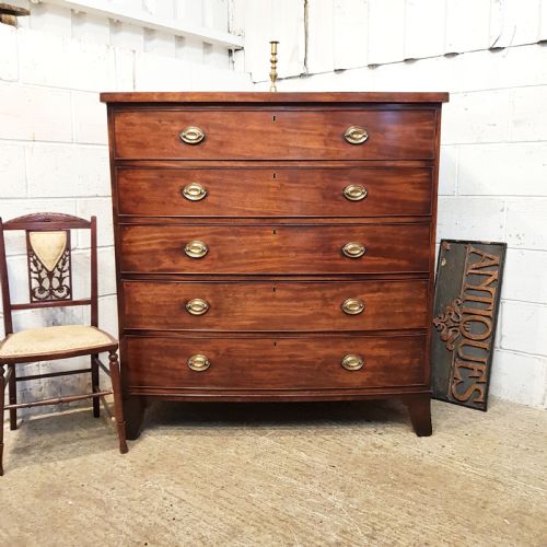 Antique Large Regency Mahogany Bow Front Chest of Drawers C1820