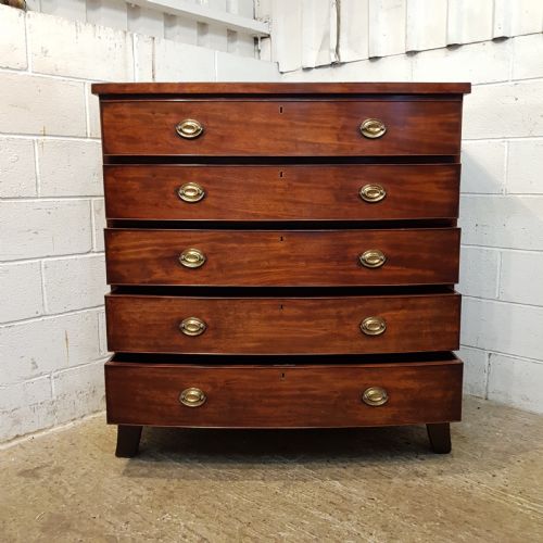 fig 2. ANTIQUE LARGE REGENCY MAHOGANY BOW FRONT CHEST OF DRAWERS C1820
