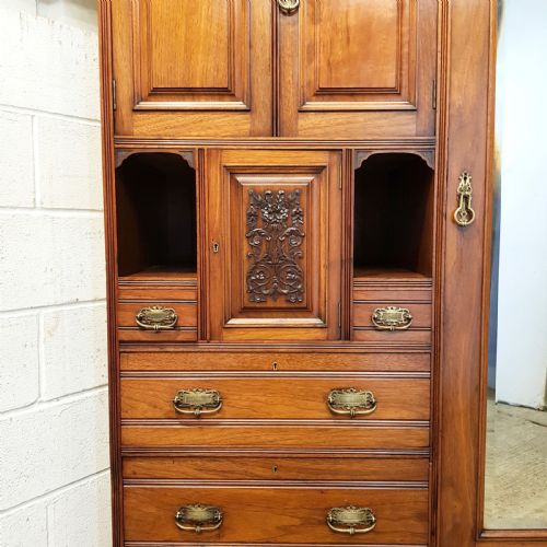 fig 2. ANTIQUE LATE VICTORIAN WALNUT COMBINATION WARDROBE C1890