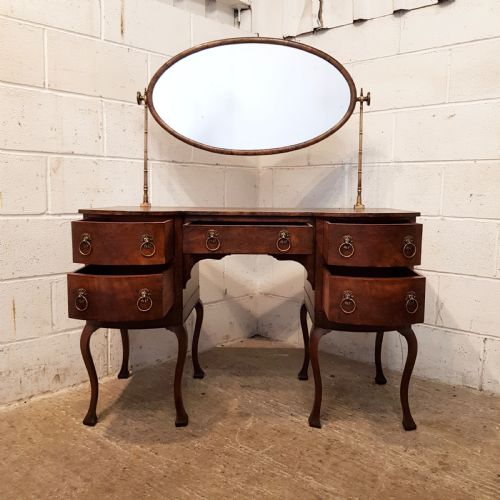fig 1. ANTIQUE BURR WALNUT SERPENTINE SHAPED DRESSING TABLE C1920
