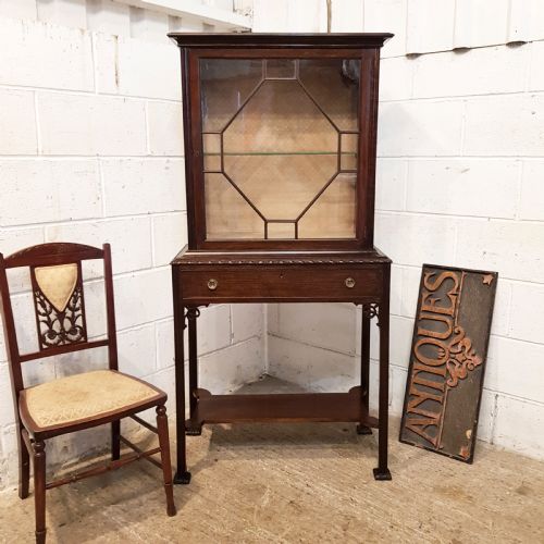 Antique Edwardian Chippendale Mahogany Astragal Glazed  Display Cabinet C1900