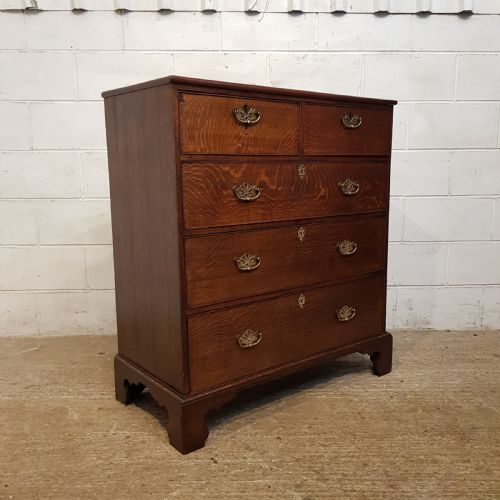 fig 1. ANTIQUE 18TH CENTURY PERIOD COUNTRY OAK CHEST OF DRAWERS C1780