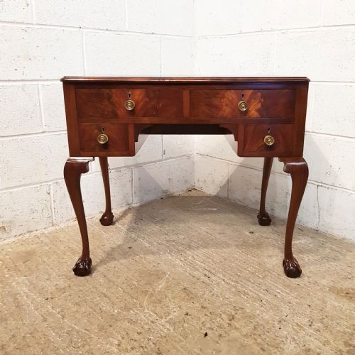 fig 1. ANTIQUE FLAMED MAHOGANY LOWBOY DESK C1920
