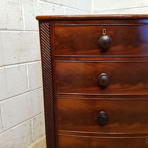 fig 1. ANTIQUE VICTORIAN MAHOGANY BOW FRONT CHEST OF DRAWERS C1880
